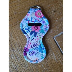 NEW Floral Neoprene Chapstick Holder Key Chain and chapstick